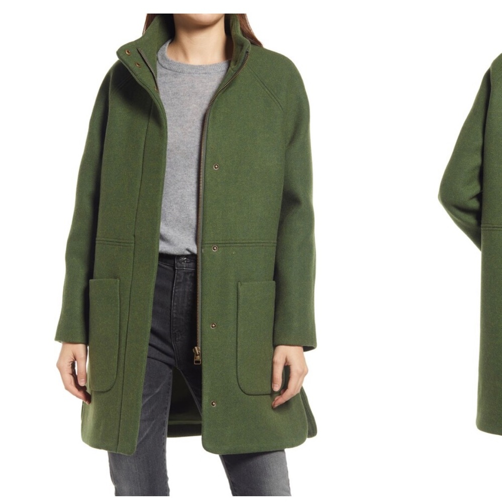 NWT Madewell cocoon coat, beautiful green.